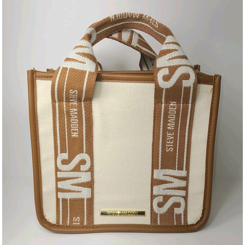 Steve Madden Cream and Tan Mini Tote Bag